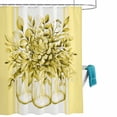 thumbnail image 3 of Shower Curtain for Bathroom Vintage Floral Eucalyptus Leaves Waterproof Bath Curtains Shower Curtains with Hooks,Yellow White Stripes Bathroom Curtain Privacy Drapes for Bathtubs Toilet 36x72in, 3 of 9