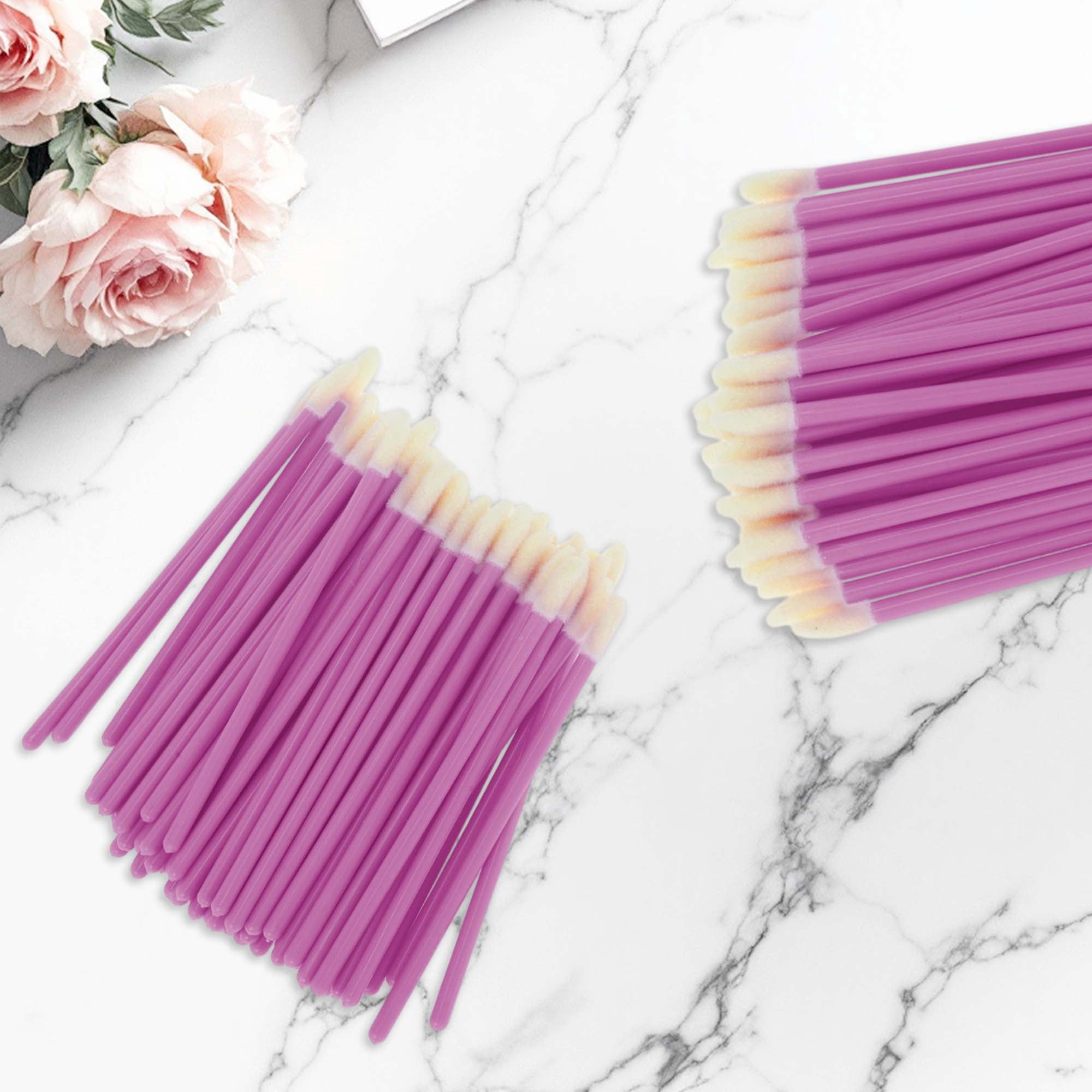 Unique Bargains 50 Pcs Disposable Solid Rod Lip Brush for Daily Makeup Application Purple