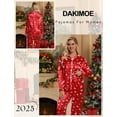 thumbnail image 5 of DAKIMOE Silk Satin Pajamas Set Womens Christmas Pajamas Long Sleepwear Button Down 2 Piece Classic Soft Loungewear Pjs Set, 5 of 6