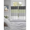 thumbnail image 4 of Tier Curtains 45 Inches Long, Grey Green Striped Window Treatment Curtain Drapes, Farmhouse Modern Window Half Privacy Curtains for Bedroom Bathroom, 42"x45", 2 Panels, 4 of 7