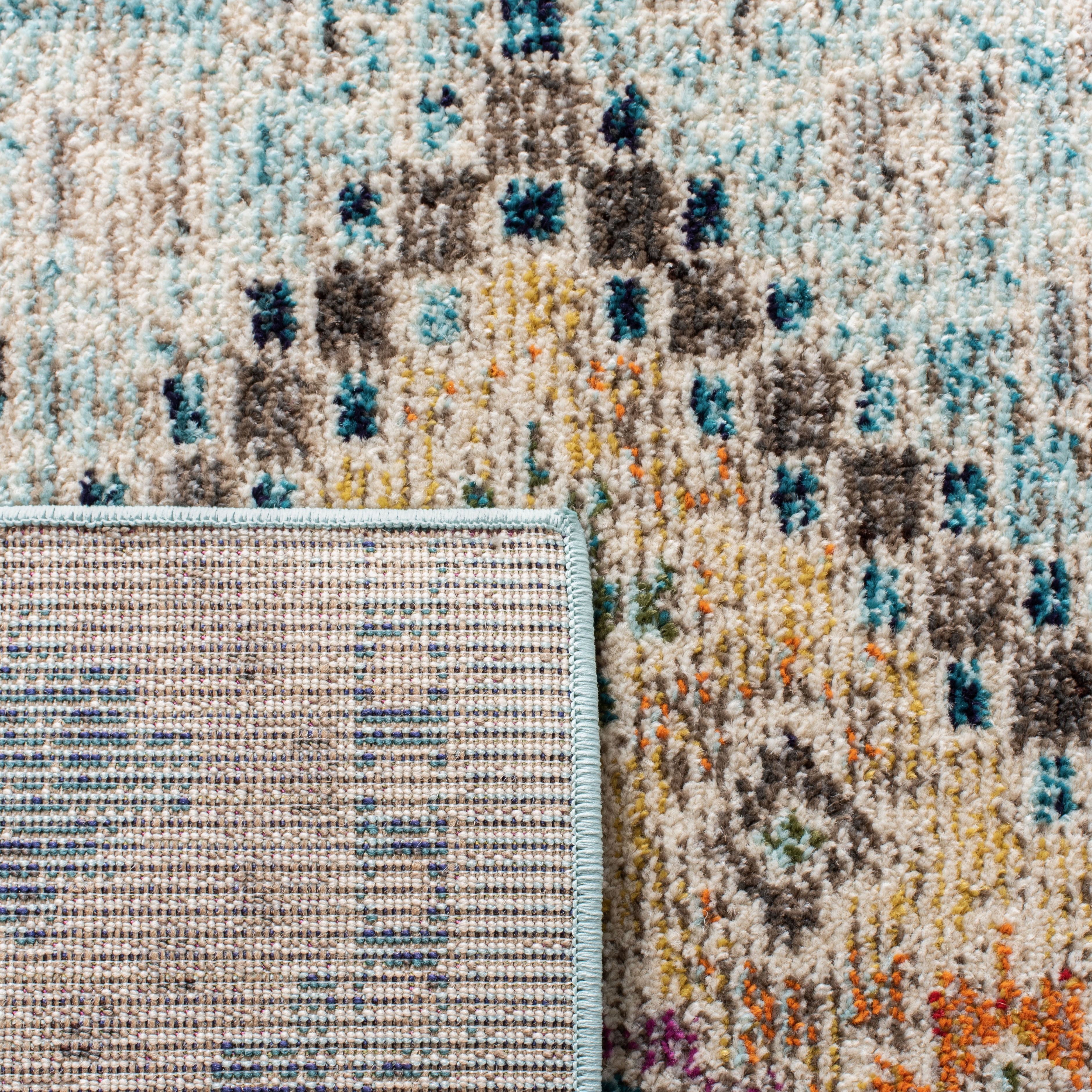 SAFAVIEH Madison Lanford Vintage Geometric Runner Rug, Blue/Yellow, 2'2" x 10'