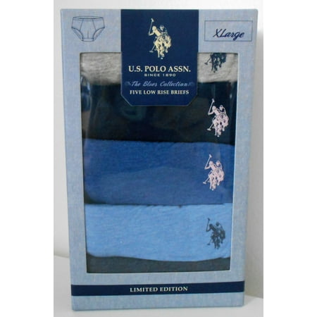 US POLO ASSN MEN'S 5 PACK BRIEF - SZ XLARGE - UNDERWEAR LOW RISE COTTON - P1B
