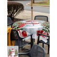 thumbnail image 4 of Outdoor Tablecloth with Umbrella Hole and Zipper, Grey Christmas Square Table Cloth 54x54 Inch Waterproof Tablecloth, Snowman Snowflake Xmas Tree Gifts Picnic Table Cover for Patio Camping, 4 of 7