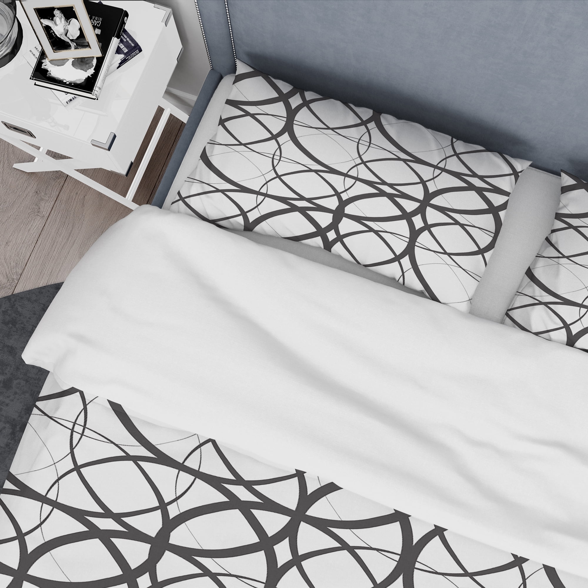 Designart 'Monochrome Geometric Pattern' Mid-Century Modern Duvet Cover Set