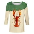 thumbnail image 3 of 3/4 Sleeve T-shirt Women's Floral Print Round Neck Three Quarter Sleeve Loose Tops, 3 of 6