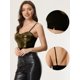 thumbnail image 2 of Top corto con lentejuelas para mujer con tirantes finos y escote en V profundo Oro XS, 2 of 5