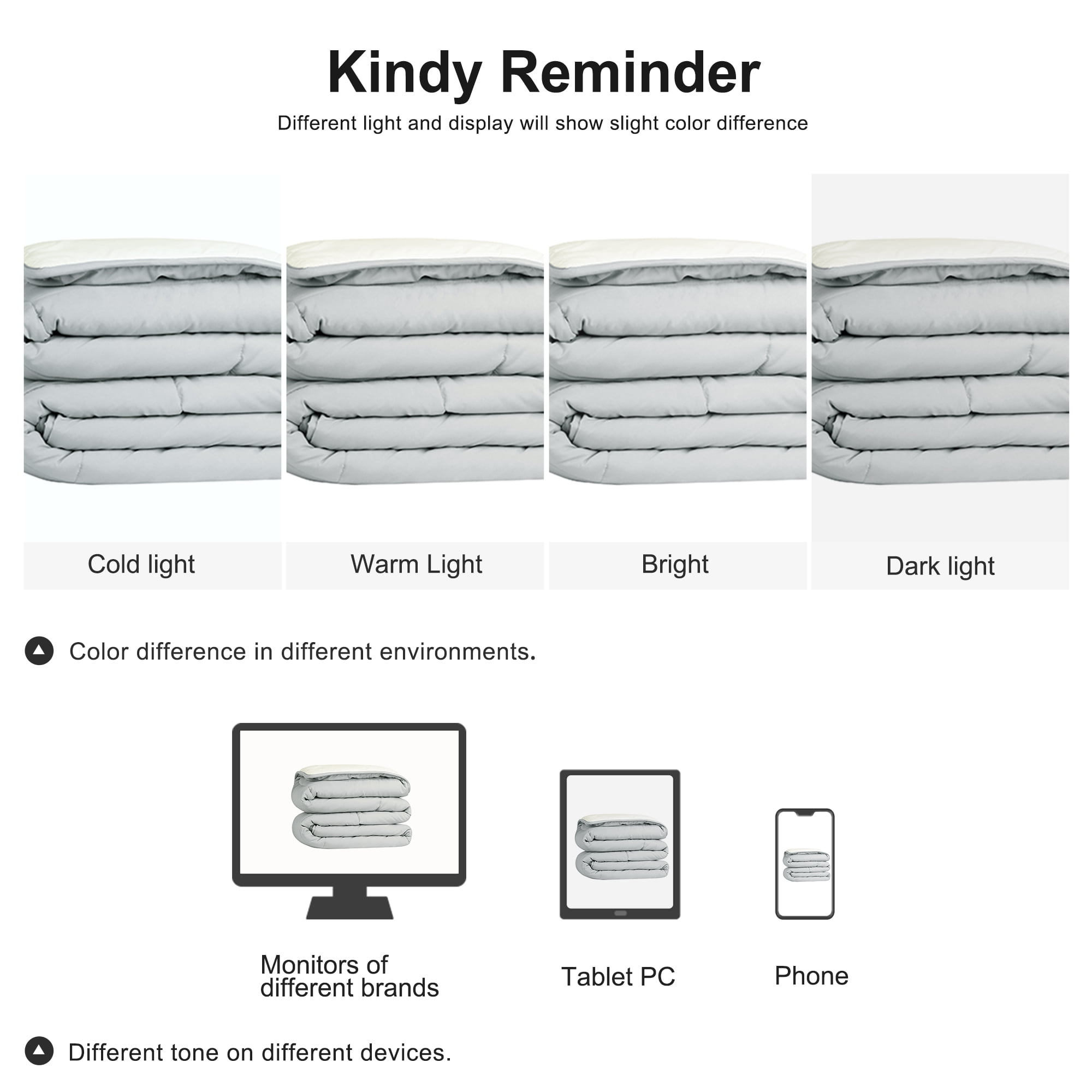 Unique Bargains Quilt Lightweight Down Comforter Light Gray/White King