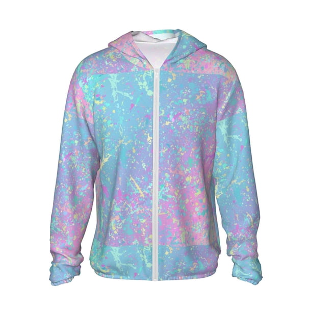 Fotbe Fantasy Gradient Chaqueta con Protección Solar UPF 50+ para Hombre y Mujer, Camisa con Capucha y Bolsillos-3X-Large