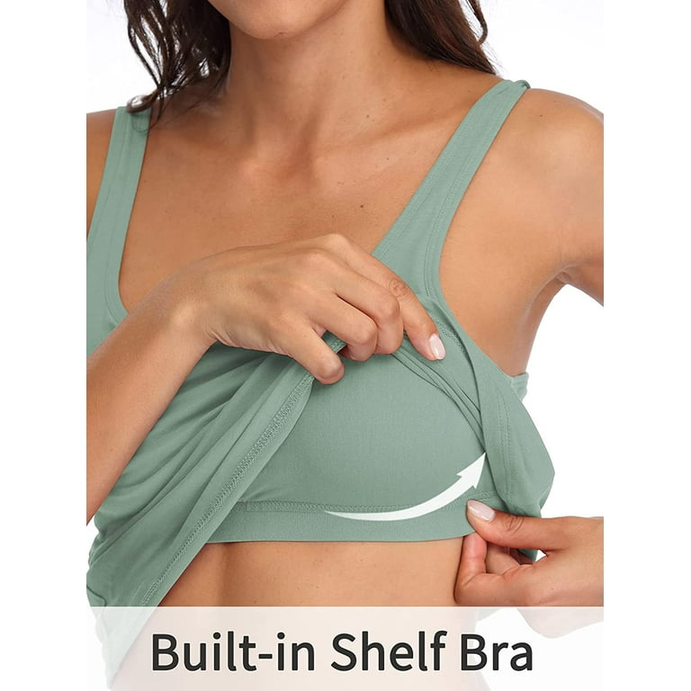 NECHOLOGY Womens Tank Tops Wife Beats Tank Women Women's Cotton Tank Top  with Shelf Bra Adjustable Wider Strap Camisole Basic Undershirt 