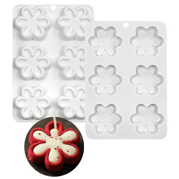 Moldes de silicona para hornear dulces de chocolate con forma de flor Bandeja para cubitos de hielo - Festival de bodas, fiestas y manualidades de bricolaje Pudín