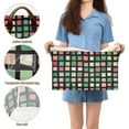 thumbnail image 5 of Yayeee Foldable Storage Basket for Shelves with Handles Set of 2 Waterproof Cloth Bins, Green Block Pattern, 5 of 7