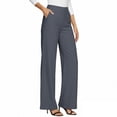 thumbnail image 2 of RQYYD Women's High Waist Wide Leg Pants Casual Straight Leg Lightweight Structured Comfortable Office Trousers, 2 of 6