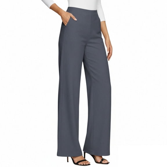 Bosfbaoi Plus Size Pants for Women Classic Fit Womens Pants High Waist Straight-Leg Dress Pants Hidden Elastic Waist with Pockets Work Clothes for Office