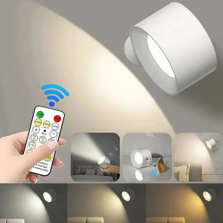 

Leyfeng LED Sconces Wall Mounted Lamps with Rechargeable Battery Operated USB Port 3 Color Temperatures & 3 Brightness Levels 360°Rotate Magnetic Ball Cordless Lights for Reading Bedside