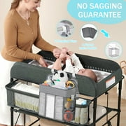 BUSATIA Hanging Diaper Caddy Organizer,Changing Table Diaper Organizer,Baby Hanging Diaper Stacker Nursery Caddy Organizer for Cribs Playyard Baby Essentials Storage,Diaper Holder Organizer