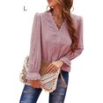 thumbnail image 3 of Minnieouse Camiseta de mujer Blusa casual de manga larga con cuello en V de encaje de color sólido Prendas para la parte del cuerpo Rosa L Minnieouse AP003435-08, 3 of 6