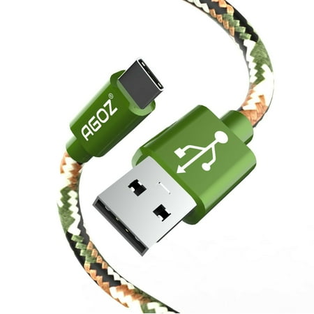 AGOZ 10ft Camo Type C USB Fast Charger Cable for Consumer Cellular ZMax, Verve Connect, ZTE ZMAX One, Grand X MAX 2, Blade A3 Prime, Gabb Z2, ZMAX PRO, Axon M, Blade Max View, Visible R2, Blade Max 2s