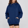 thumbnail image 2 of Hurxie Women's Lightweight Hoodies Full Zip Up Oversized Sweatshirts with Pockets Long Sleeve Thin Casual Hooded Jackets Navy,3XL, 2 of 7
