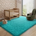 thumbnail image 3 of Janvonne Fluffy Teal Blue Area Rug for Bedroom Living Room Soft 5x7 Fuzzy Rugs Non-Shedding Indoor Plush Rug for Nursery Kids Room Dorm Room Home Decor, High Pile Shaggy Floor Carpets, 3 of 8