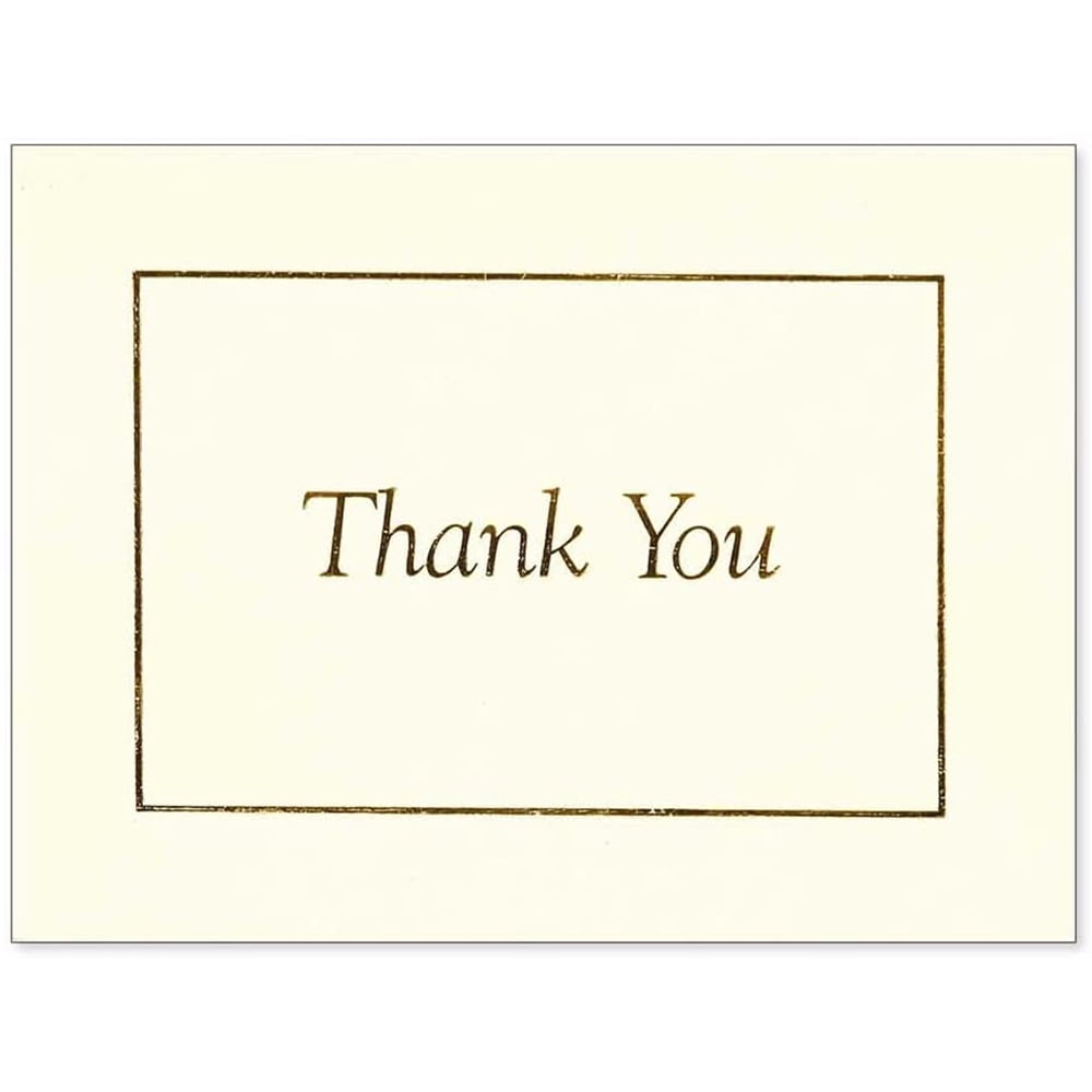 C.R. Gibson Gold Bordered Thank You Greeting Cards with Envelopes, 5" x