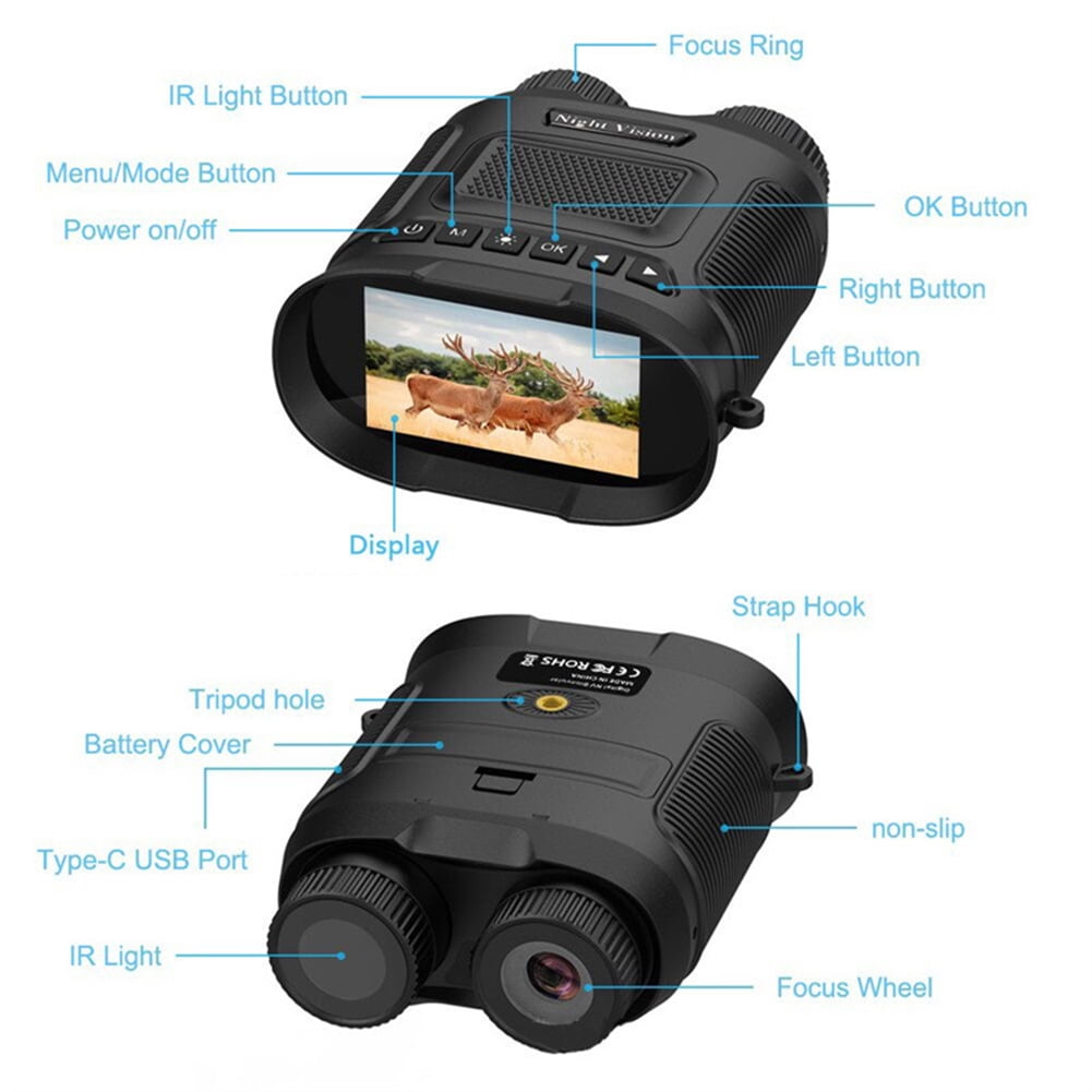 2024 New Night Vision Binoculars 8X Digital Zoom Powerful IR Illuminator 350m Range 2500mAh Lithium Battery for Outdoor