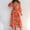 Orange, variant on EGNMCR Women's Floral Dresses Autumn Winter V Neck Long Sleeve Corset Ruched Hem Dresses Plus Size Trendy Party Beach Casual Maxi Dresses