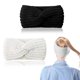 thumbnail image 1 of Pack de 2 diademas de invierno para mujer, diademas de punto para mujer, cintas para el pelo de punto, diademas elásticas, calentadores de orejas anchas y gruesas, diademas, diadema para mujer (negro, 1 of 7