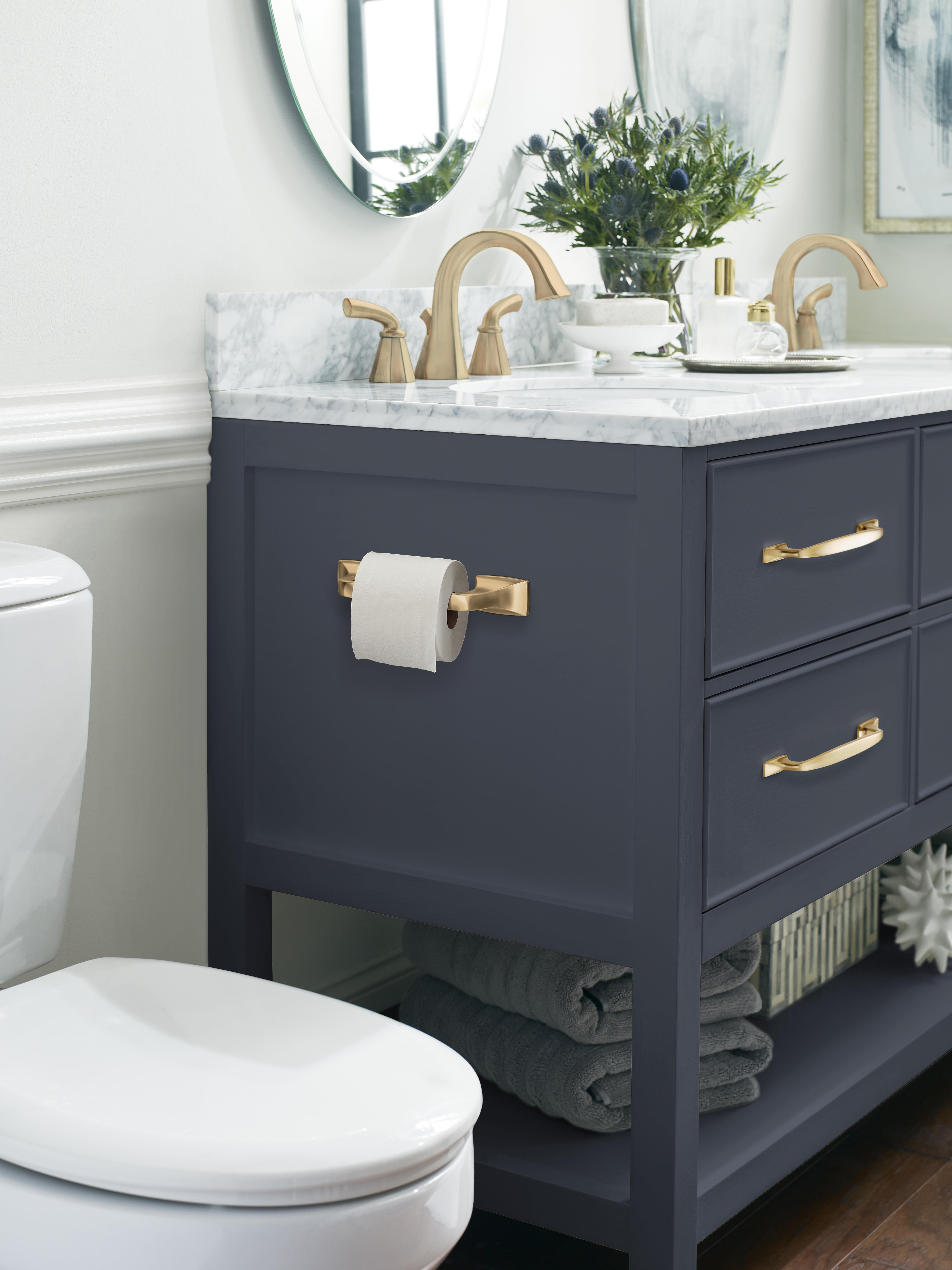 Amerock Highland Ridge Champagne Bronze Pivoting Double Post Toilet Paper Holder