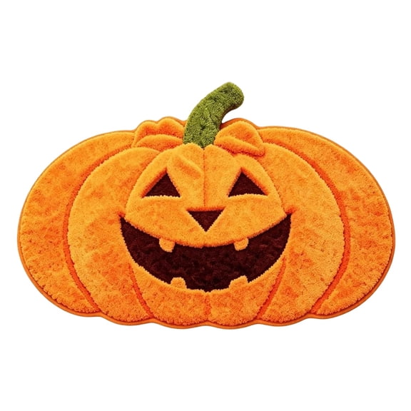 Halloween Pumpkin Shaped Door Mat, Fall Outdoor Doormat with Pumpkin Pattern, Autumn Decoration Rug for Front Door Porch Entryway