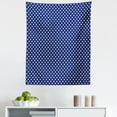 thumbnail image 1 of Retro Tapestry, Pattern Polka Dots on a Sailor Indigo Background Vintage Tile Geometric, Fabric Wall Hanging Decor for Bedroom Living Room Dorm, 5 Sizes, White and Indigo, by Ambesonne, 1 of 1