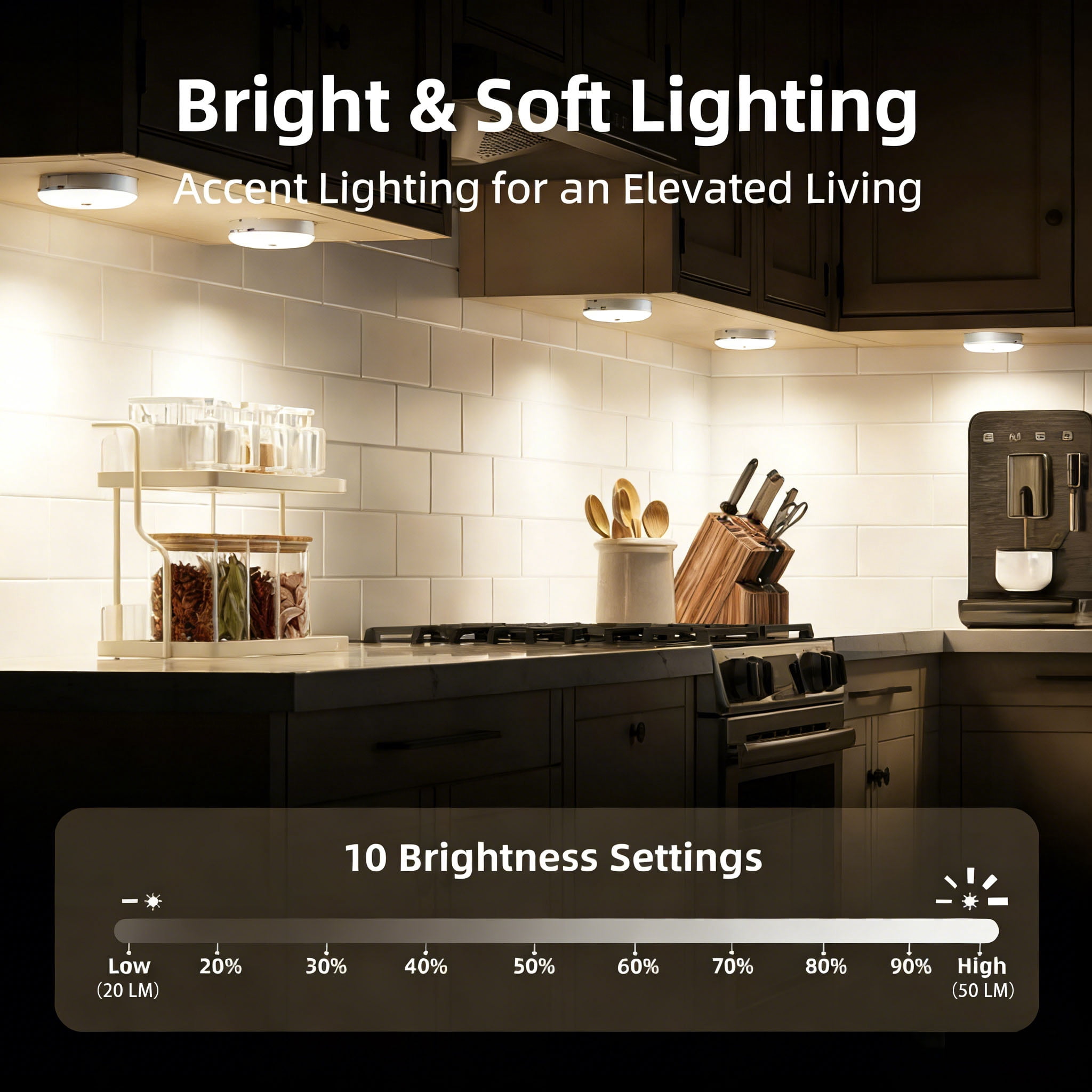EZVALO 1000mAh Rechargeable Puck Lights with Remote, Motion Sensor Under Cabinet Lighting, 3 Color Temps & 12 RGB Colors, Dimmable Magnetic Stick-On Lights for Kitchen Closet, 6-Pack