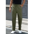 thumbnail image 2 of Iceglad Mens Cotton Linen Pants Elastic Waist Lightweight Drawstring Trouser Casual Summer Beach Pants Amry Green-m, 2 of 8