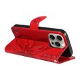 thumbnail image 5 of Dteck Pattern Case for iPhone 15 Pro,Magnetic Leather Butterfly Floral Embossed Flip Case Card Slots Wallet Stand Cover with Wrist Strap for iPhone 15 Pro,Red, 5 of 7