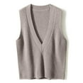 thumbnail image 5 of JIANJIA Sweaters For Women Solid Color V Neck Sleeveless Vest Knitwear Trendy Autumn Winter Pullover Activewear, 5 of 5