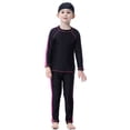 thumbnail image 2 of IBTOM CASTLE Kids Girls Burkini Swimsuits Modest Muslim Islamic Long Sleeve Rash Guard Full Cover Hijab Top Skirted Swim Capris ​Swimwear 3-4 Years Black + Pink, 2 of 8