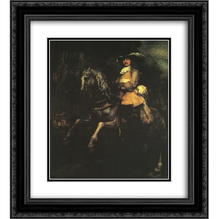 Rembrandt 2x Matted 20x24 Black Ornate Framed Art Print 'Frederick Rihel on Horseback'