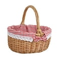 thumbnail image 4 of Colaxi Panier de Pique-Nique en Osier Panier de Rangement Panier à Fleurs Tissé à la Main Panier-Cadeau avec Poignée pour Maison Jardin Randonnée Chambre Ferme L Rouge Blanc, 4 of 8