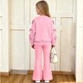 thumbnail image 4 of CYRBOKO Girls 2‑Piece Outfit Set, Bow Casual Elastic Waist Fall Winter Long Sleeve Tops and Flare Pants Pink Size 9-10 T, 4 of 8