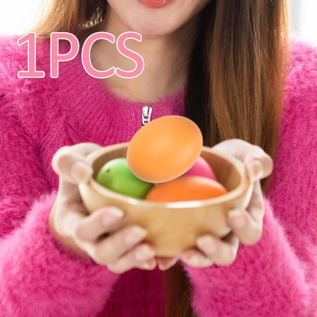 Huevo de Pascua de madera Pintura a mano Suministros para fiestas Juegos de cocina Los fingen juguete DIY Artesanía Decoración de Pascua Simulac naranja claro CUTICAT Huevos de simulación
