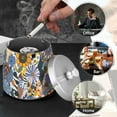 thumbnail image 4 of Yayeee Ashtray with Lid for Cigarette Smokeless Stainless Steel Home Ash Holder, Purple Flowers, 4 of 7