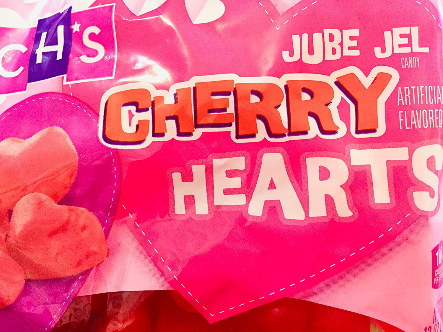 Brachs Jube Jel Cherry Hearts Valentines Day Jelly Candy Bulk Pack of 4 Bags - 12 oz Per Bag - 48 oz Total - Fruity, Chewy, Cherry Flavored Jube Jel Valentine Candy