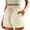 Beige(Womens Shorts), variant on GUACER Lounge Shorts for Women Cotton Linen Drawstring Elastic Waist Pleated with Pockets Breathable Baggy Shorts