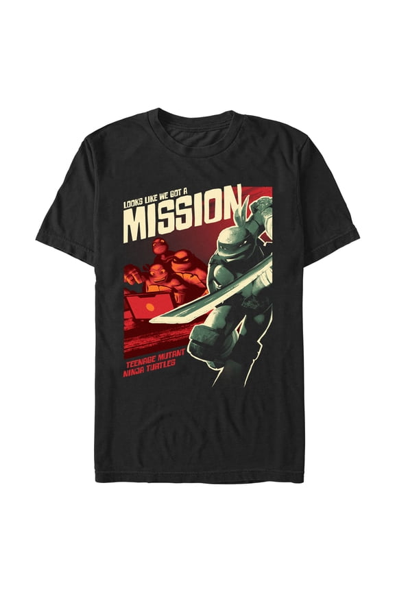 Men's Teenage Mutant Ninja Turtles Looks Like We Got a Mission Poster Graphic Tee Black Large