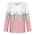 thumbnail image 3 of Women's Oversized V Neck T Shirt Trendy Loose Fit Long Sleeve Tops Casual Fall Floral Printed Going out Graphic Tees Pink 0724*sweatshirts XL, 3 of 3