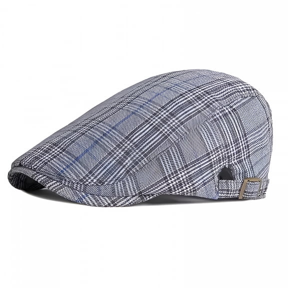 TELOLY Cotton Spring Summer Plaid Newsboy Caps Flat Peaked Cap Men and Women Painter Beret Hats