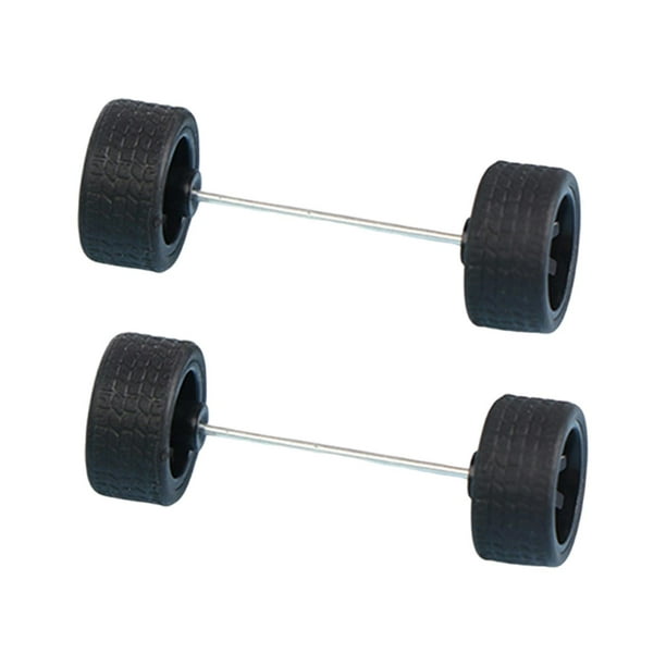 2x 1: 64 Ruedas Modelo de Simulación Ruedas de Coche Neumáticos con Ejes de Ruedas de Coche para Niños Negro