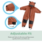 Cuddle Club One Piece Kids Rain Suit Waterproof Jacket Toddler Overalls, Brown Bear 18-24 Months