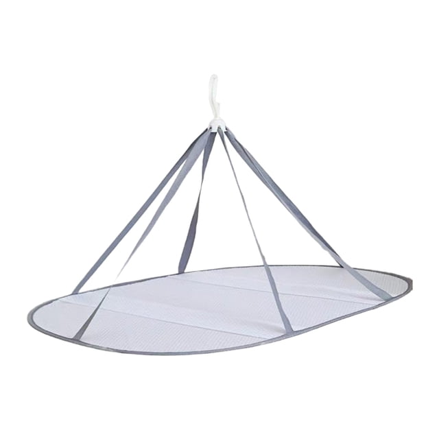 Clothes Drying Basket 30.7 in x 24 in Breathable Mesh Storage Basket Windproof Foldable Balcony Drying Rack With Three Layer Design