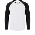 thumbnail image 4 of SYMOID Mens Long Sleeve Henley Shirt - White Raglan Sleeve, Soft Stretch Polyester-Spandex, Inclusive Sizes M-XXXXXL for Casual Daily Wear & Layering,Size L, 4 of 6