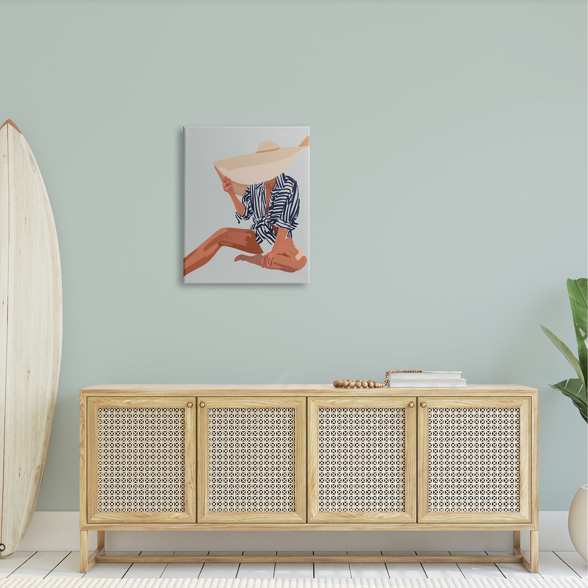 Stupell Industries Woman Obscured By Sun Hat Summer Beach Portrait Graphic Art Gallery Wrapped Canvas Print Wall Art, Design by Amelia Noyes